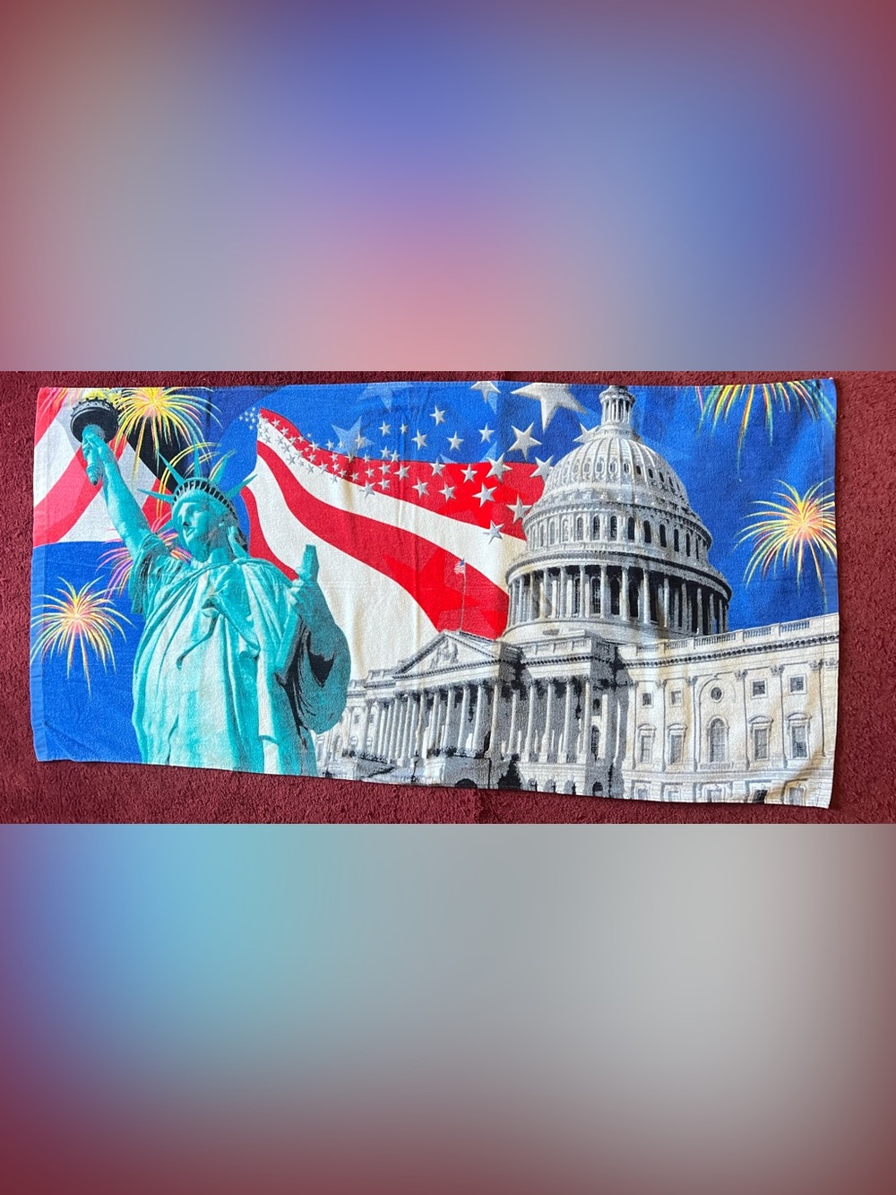 Patriotic American 4th of July Beach Towel